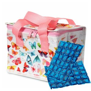 Puckator Kleine lunch koeltas met 2x flexibel koelelement - Vlinder print - 4,4 liter