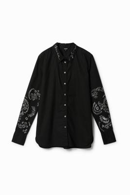 Regular fit katoenen overhemd - BLACK - XS