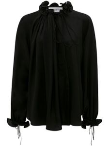 Victoria Beckham blouse plissée en soie à volants - Noir