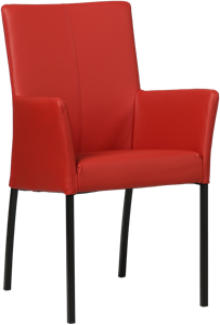 Rode leren moderne eetkamerstoel Comfort - poot vierkant zwart - Toledo Leer Ducati (rood leer)