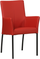 Rode leren moderne eetkamerstoel Comfort - poot vierkant zwart - Toledo Leer Ducati (rood leer)
