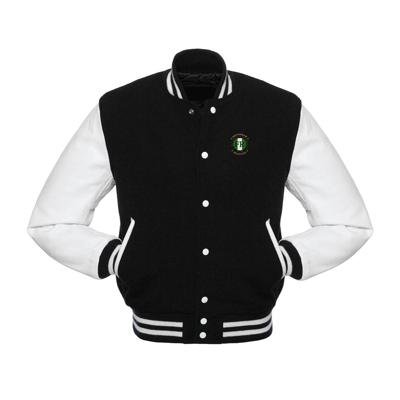 Varsity jas zwart - FR - Wat gaan we doen vandaag - logo links