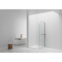 Aloni Douchewand - 100x200cm - afgeronde hoeken - veiligheidsglas - 6mm - handdoekhouder - koper geborsteld DW-100BC Aloni Douchewand - 100x200cm - afgeronde hoeken - veiligheidsglas - 6mm - handdoekhouder - koper geborsteld DW-100BC