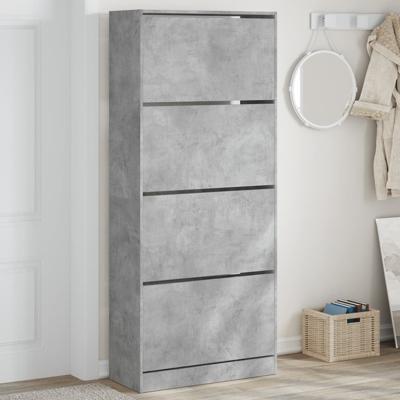 Schoenenkast met 4 klaplades 80x34x187,5 cm betongrijs