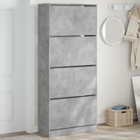 Schoenenkast met 4 klaplades 80x34x187,5 cm betongrijs