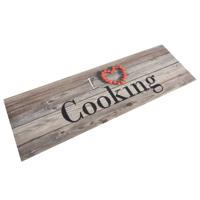 VidaXL Keukenmat wasbaar cooking-print 60x180 cm fluweel grijs