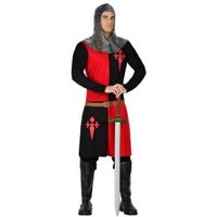 Middeleeuws ridder verkleed pak rood/zwart voor heren XL  - - thumbnail