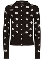 Dolce & Gabbana cardigan en laine mélangée à logo DG - Noir