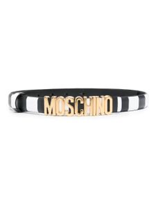 Moschino ceinture en cuir à rayures - Noir