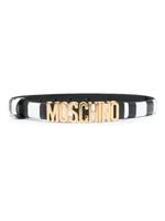 Moschino striped leather belt - Noir - thumbnail