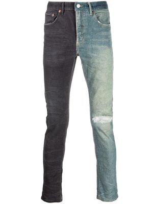 Purple Brand jean bicolore à effet usé - Bleu