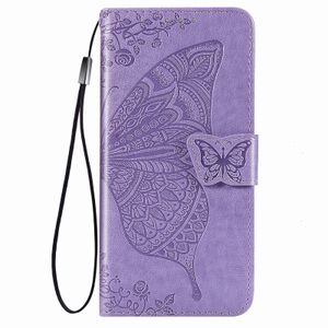 iPhone XS Max hoesje - Bookcase - Pasjeshouder - Portemonnee - Vlinderpatroon - Kunstleer - Paars