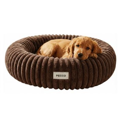 Pecco Luxe hondenmand - Orthopedisch - Rond 70 cm - Bruin rib