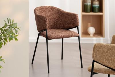 Design Stoel NOBLESSE Bruin Chenille Zwart Metalen Frame - 47579