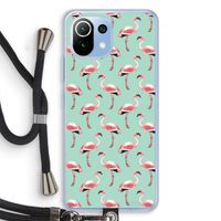 Flamingoprint groen: Xiaomi Mi 11 Lite Transparant Hoesje met koord