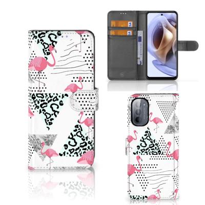Motorola Moto G31 | G41 | Telefoonhoesje | Met pasjeshouder | Flamingo Triangle