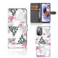 Motorola Moto G31 | G41 | Telefoonhoesje | Met pasjeshouder | Flamingo Triangle