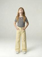 Wijde broek voor meisjes met hartvormige zakken lichtgeel