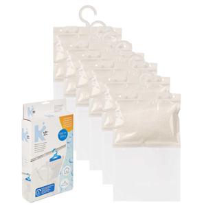 Vocht opnemende korrels 650 gram - 6x - Tegen schimmel/condens/geur - kledingkast - aan ophang haak