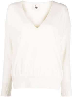 PAULA pull en cachemire à col v - Blanc
