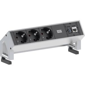 Bachmann 902.501 Stekkerdoos 3-voudig Zwart, Zilver Randaarde stekker 1 stuk(s)