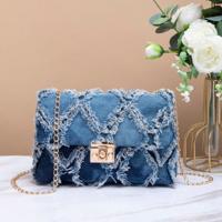 Bon&Bon Pattern Small Square Bag - Chain Strap Crossbody Handbag Blue