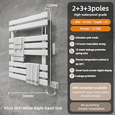 elektrische handdoekverwarmers radiator, wandmontage vrijstaand verwarmd handdoekenrek, verwarmd handdoekenrek voor badkamer miniinthebox