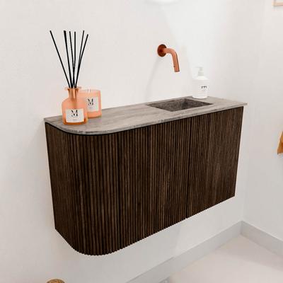 Toiletmeubel Mondiaz Joya Dlux | 71.6 cm | Meubelkleur Walnut | Faye wastafel Oza Wasbak Rechts | Zonder kraangat(en)