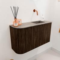 Toiletmeubel Mondiaz Joya Dlux | 71.6 cm | Meubelkleur Walnut | Faye wastafel Oza Wasbak Rechts | Zonder kraangat(en)