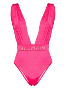 Balmain maillot de bain à détails de strass - Rose