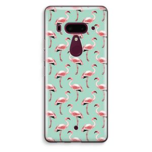 Flamingoprint groen: HTC U12+ Transparant Hoesje