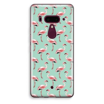 Flamingoprint groen: HTC U12+ Transparant Hoesje