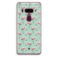 Flamingoprint groen: HTC U12+ Transparant Hoesje