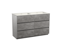 Storke Edge staand badmeubel 130 x 52 cm beton donkergrijs met Mata dubbele wastafel in mat witte solid surface - thumbnail