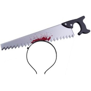 Halloween/horror diadeem - bloederige zaag - kunststof - verkleedaccessoires