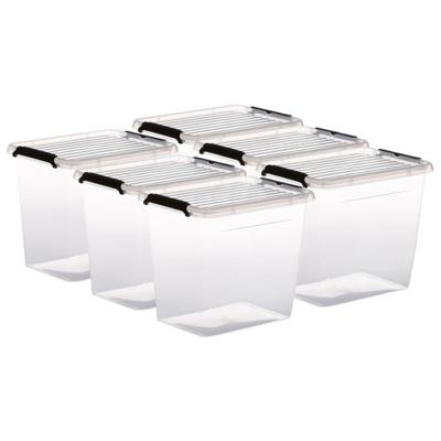 5Five opberg kist met deksel - 6x - Clip Box - 3 liter - 19 x 15 x 17 cm - kunststof - transparant