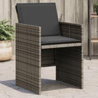 Tuinstoelen 4 st met kussens poly rattan grijs - thumbnail