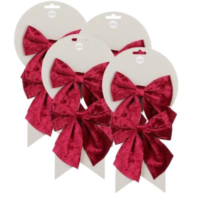 Kerst ornamenten strikken - 8x st - velvet rood - 12 x 13 cm - kerstboomstrikjes