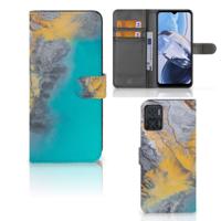 Motorola Moto E22 | E22i | Bookcase | Marble Blue Gold | Portemonnee hoesje