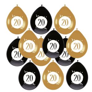 Haza Ballonnen - 20 jaar - leeftijd verjaardag - 12x stuks - 30 cm - versiering - feestartikelen