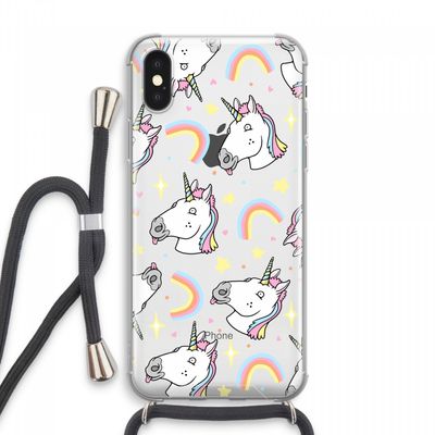 Rainbow Unicorn: iPhone XS Max Transparant Hoesje met koord