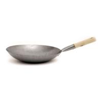 Wok platte bodem met houten handvat 33cm (13inch)