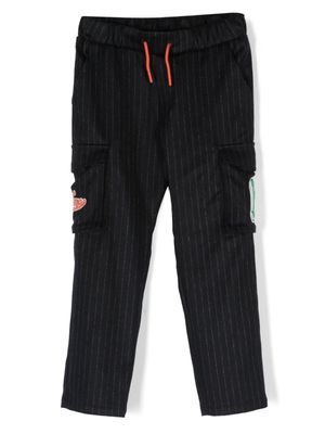 Kenzo Kids pantalon rayé à patch logo - Bleu
