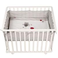 Babybox 100x75 cm + Adam en Eule Uil printmat + 4 wielen - ROBA - Wit hout