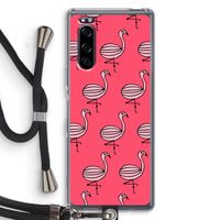 Flamingo: Sony Xperia 5 Transparant Hoesje met koord