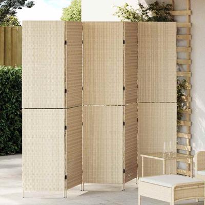 Kamerscherm Beige 242 x 180 cm poly rattan