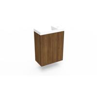 Fonteinkast Maddison Oak Arcqua Luna 40x55x28 cm Incl. Fontein Mat Wit Zonder Overloop Arcqua