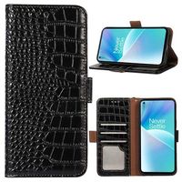 Crocodile Series OnePlus Nord 2T Wallet Leren Hoesje met RFID - Zwart