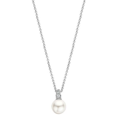TI SENTO-Milano 34038PW Ketting zilver-parel-zirconia zilverkleurig-wit 38-48 cm