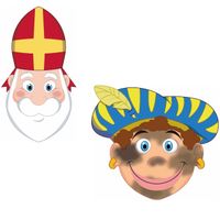 Pakket van 12x stuks Sinterklaas en roetveeg Pieten uitknip knutsel maskers 26 x 27 cm